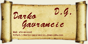 Darko Gavrančić vizit kartica